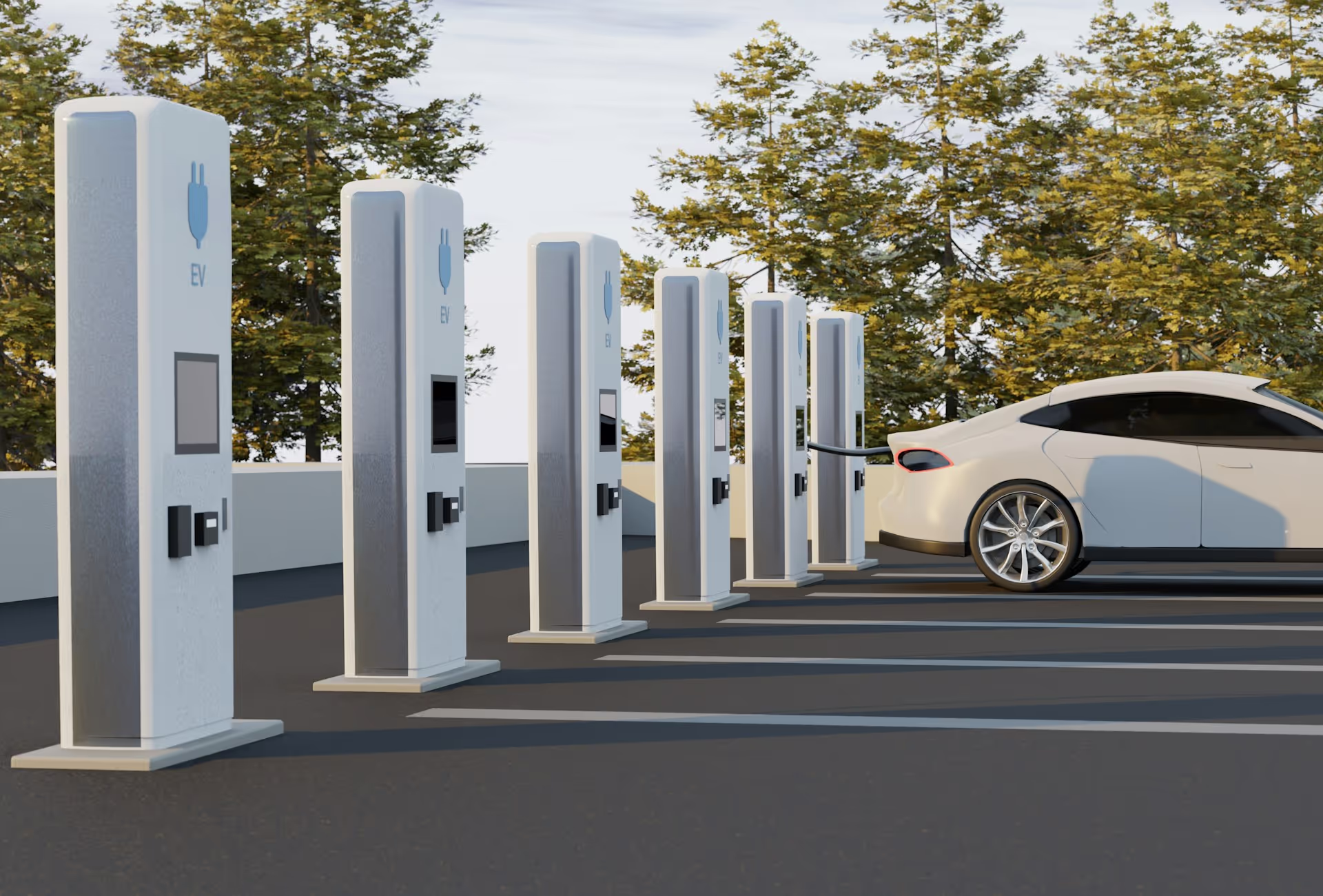 EV charging stations installed at Suffolk Federal Credit Union headquarters in Long Island, NY, showing modern charging equipment in the credit union's parking area